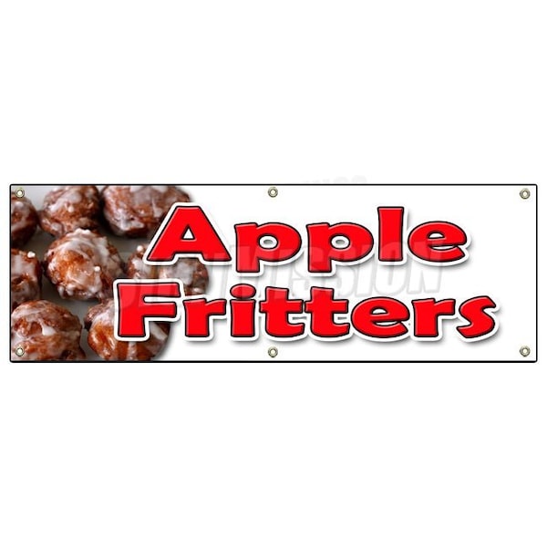 APPLE FRITTERS BANNER SIGN baker sweets pastries bakery cakes fried fruit